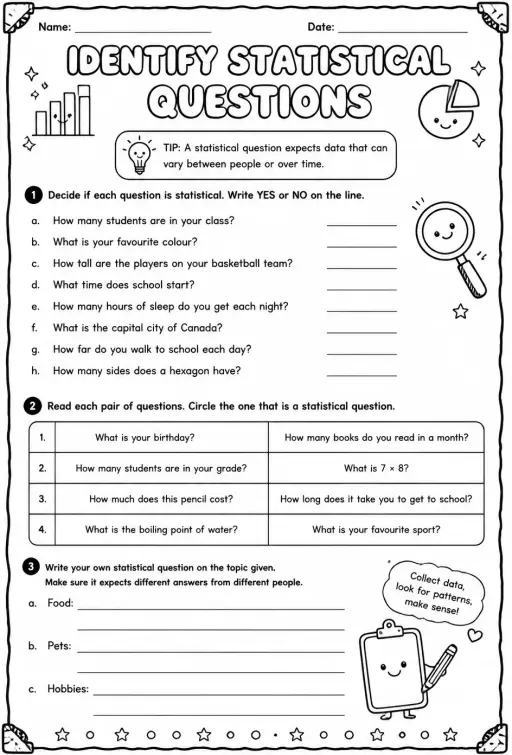 Identify statistical questions