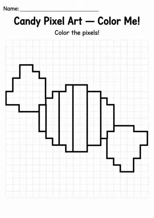 Candy Pixel Art Coloring Page