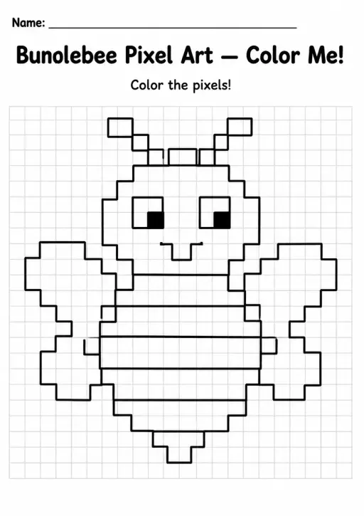 Bumblebee Pixel Art Coloring Page