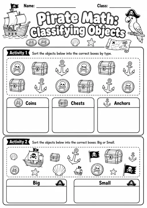 Pirate Math: Position and Direction Worksheet Pack