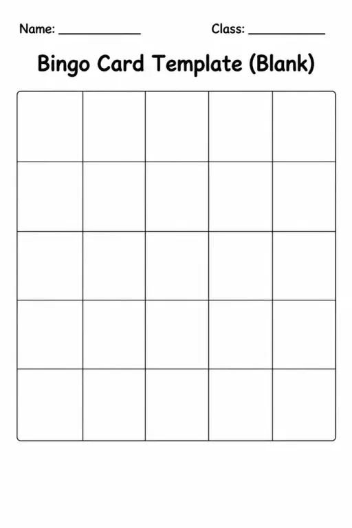 Bingo Card Template (Blank)