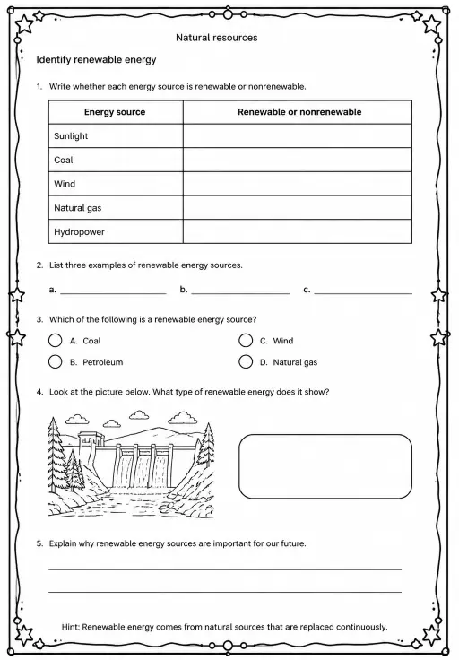 Identify renewable energy