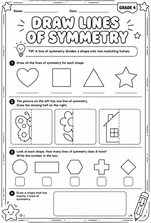 Draw lines of symmetry