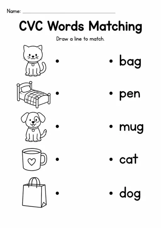 CVC Words Matching — Kindergarten