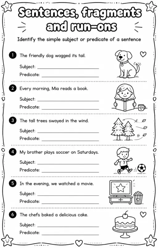 Identify the simple subject or predicate of a sentence