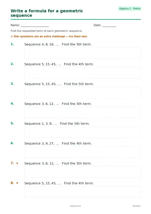 Write a formula for a geometric sequence