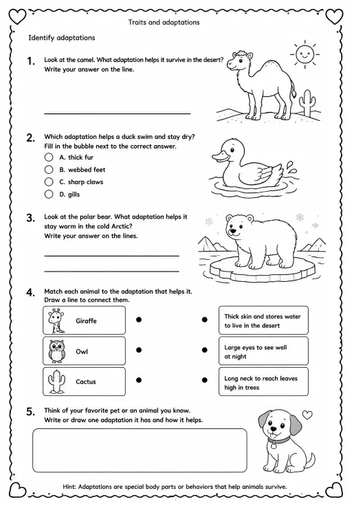 Identify adaptations