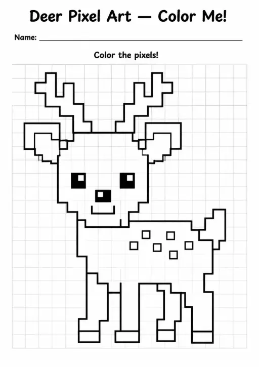 Deer Pixel Art Coloring Page