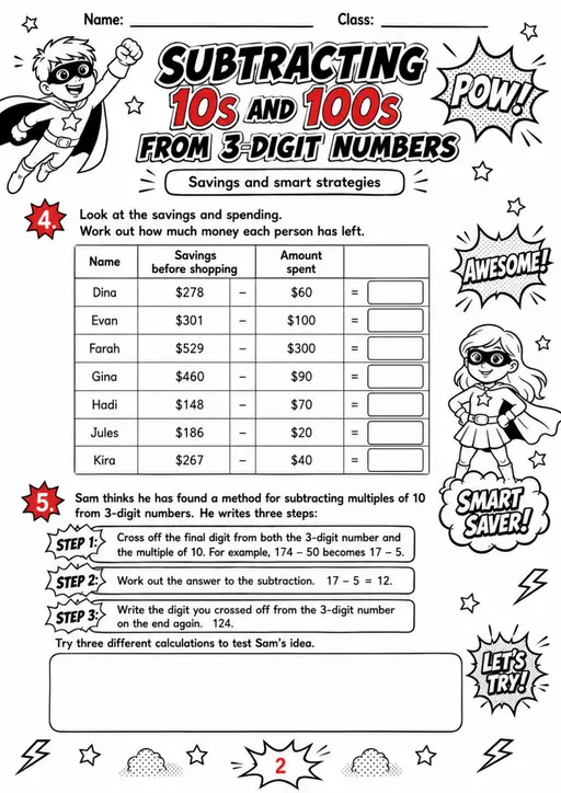 SUBTRACTING - Grade 3 Math Worksheet - WKS-MAT-grade-3-XH-0091-EN