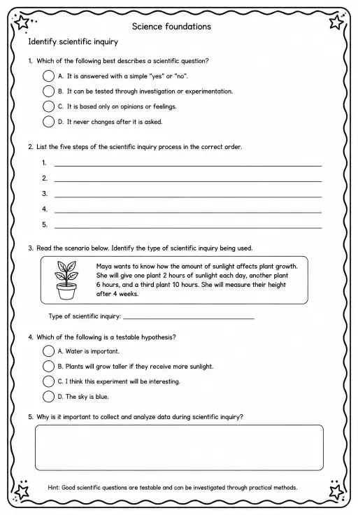 Identify scientific inquiry