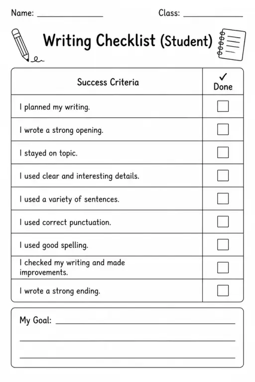 Writing Checklist (Student)