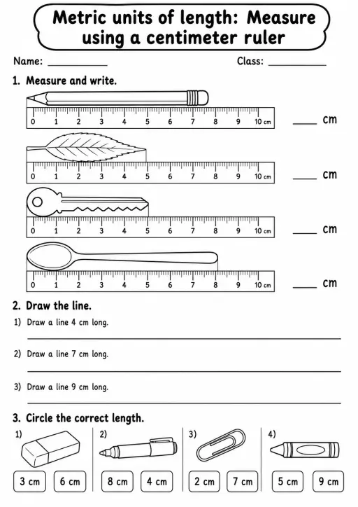 Grade 2 Metric Units Of Length Math Worksheet Pack