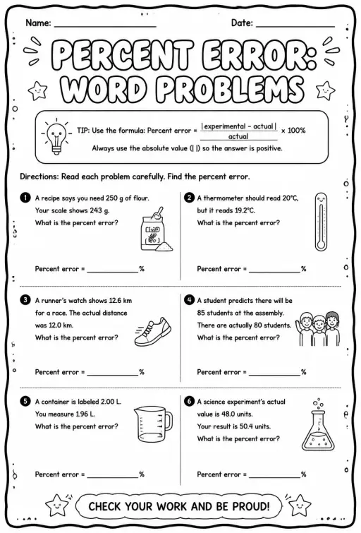 Percent error: word problems