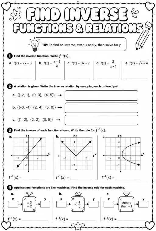Find inverse functions and relations