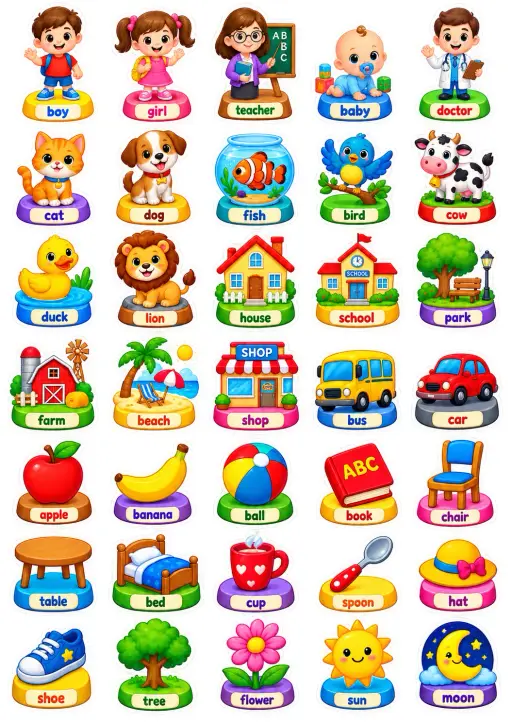 Basic Vocabulary Words 2 English Vocabulary Stickers