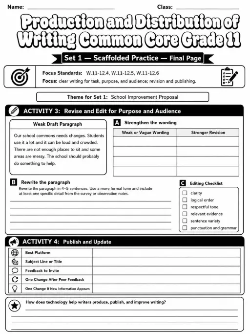 Production and Distribution of Writing Common Core Grade 11