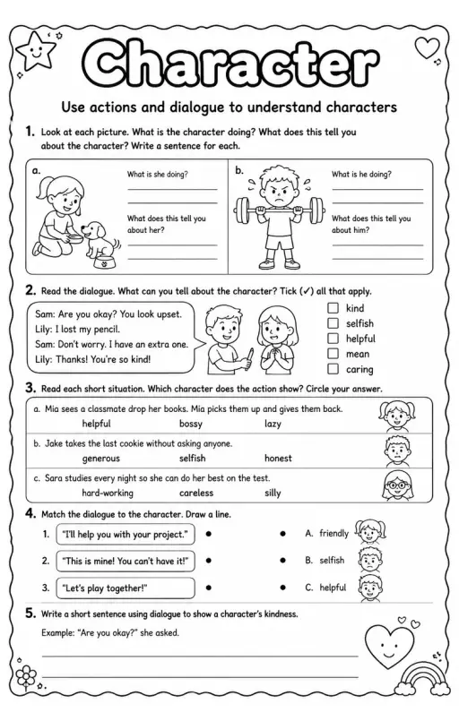 Use actions and dialogue to understand characters