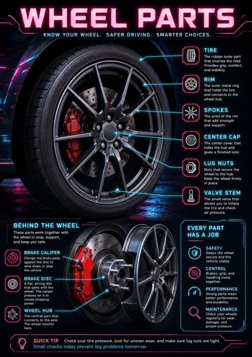 Wheel parts Car Parts Infographic