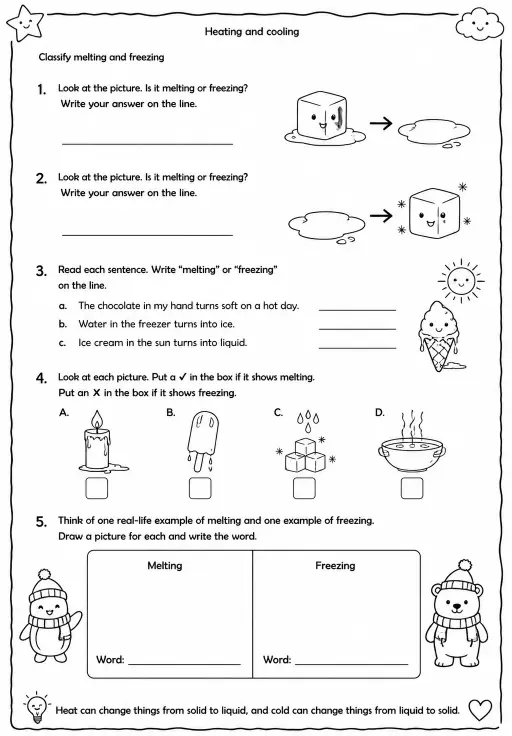 Classify melting and freezing