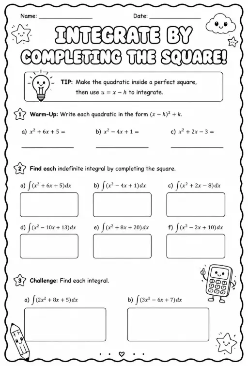 Integrate by completing the square