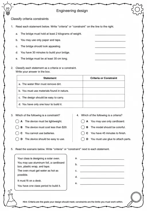 Classify criteria constraints
