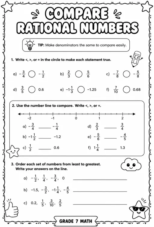 Compare rational numbers