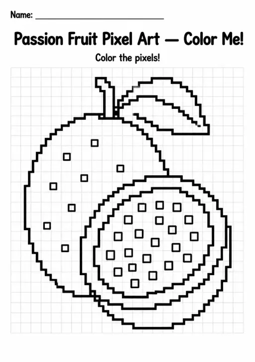 Passion Fruit Pixel Art Coloring Page
