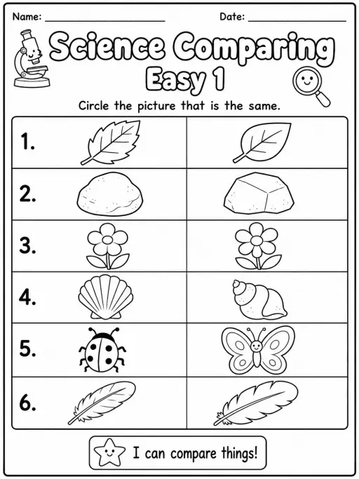Science Comparing Easy I Worksheet Pack