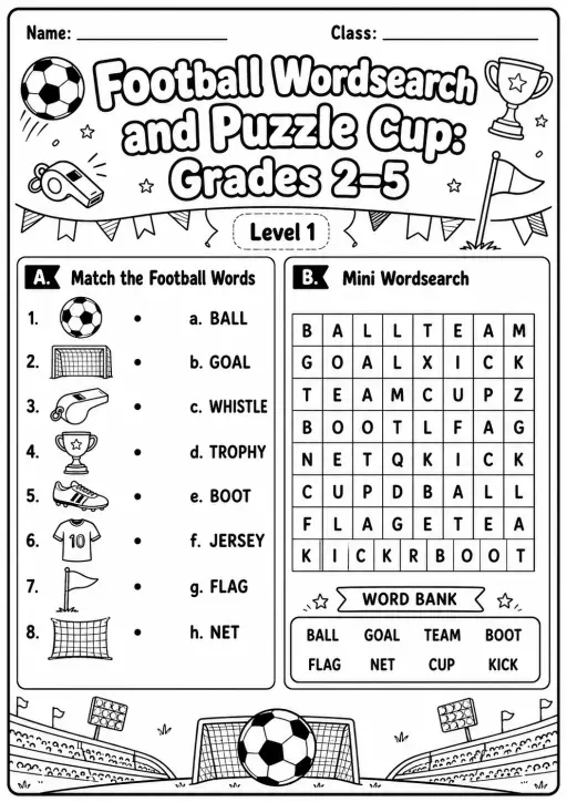 Football Word Search Worksheet Pack