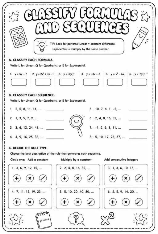 Classify formulas and sequences