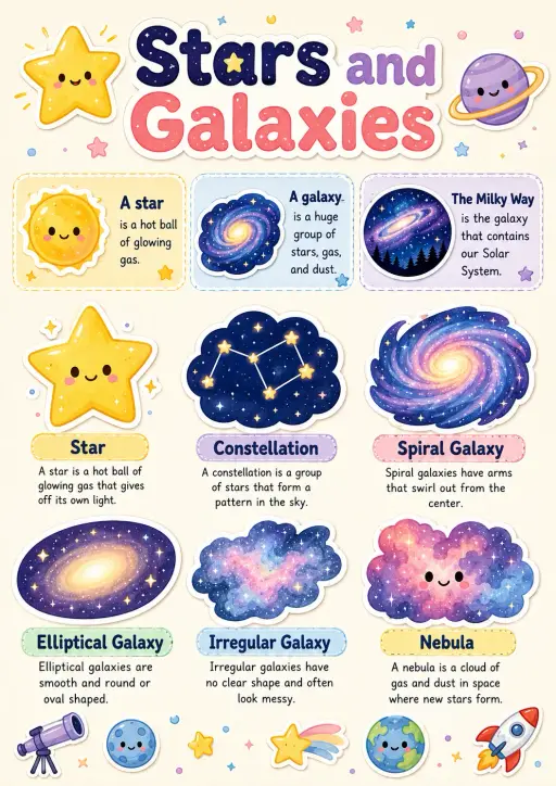 Stars and Galaxies Earth and Space Infographic