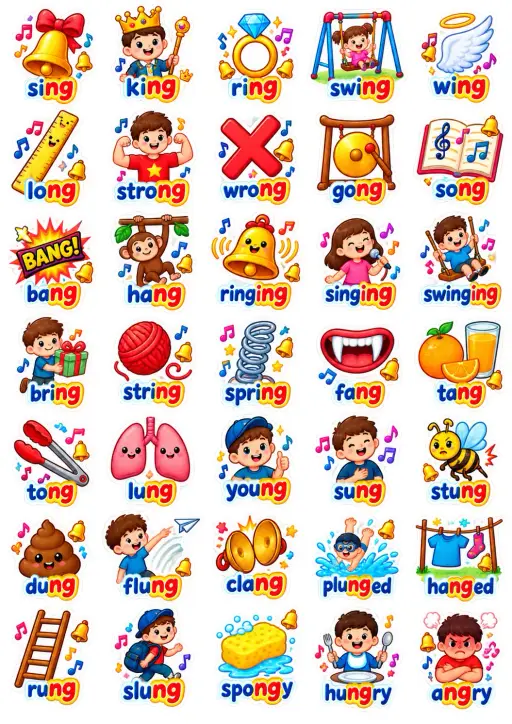 Phonics Ending Sounds English Vocabulary Stickers