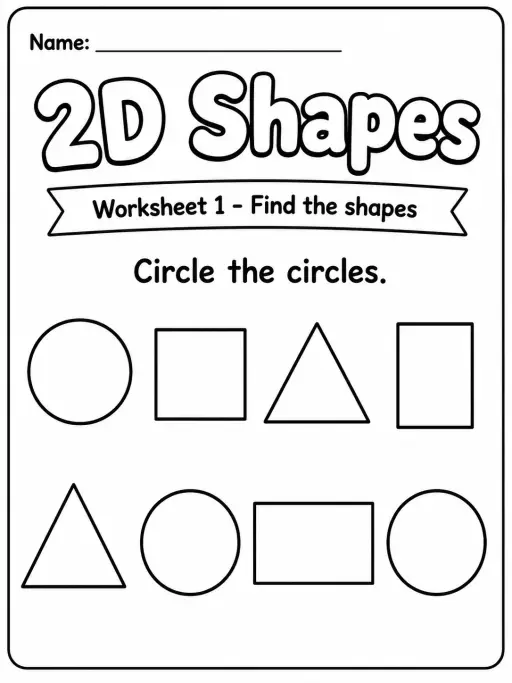 2D Shapes Worksheet Pack - Set 2