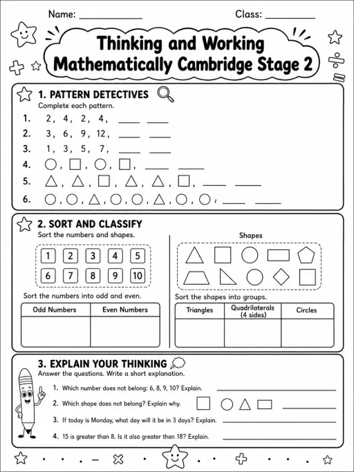 Thinking and Working Mathematically Cambridge Stage 2