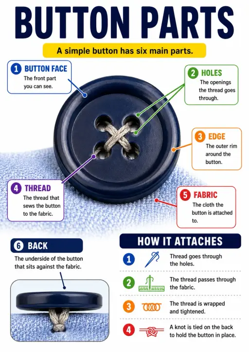 Button Parts Clothing Items Infographic