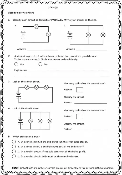 Classify electric circuits