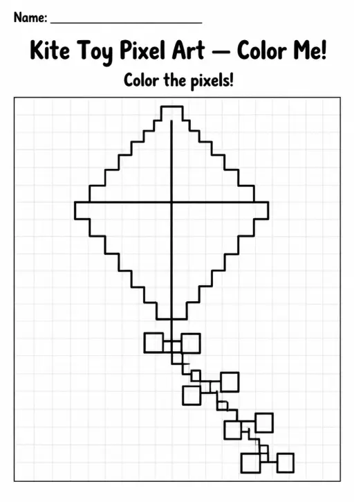 Kite Toy Pixel Art Coloring Page