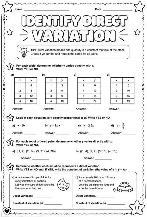 Identify direct variation