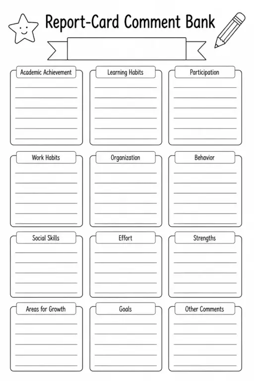 Report-Card Comment Bank