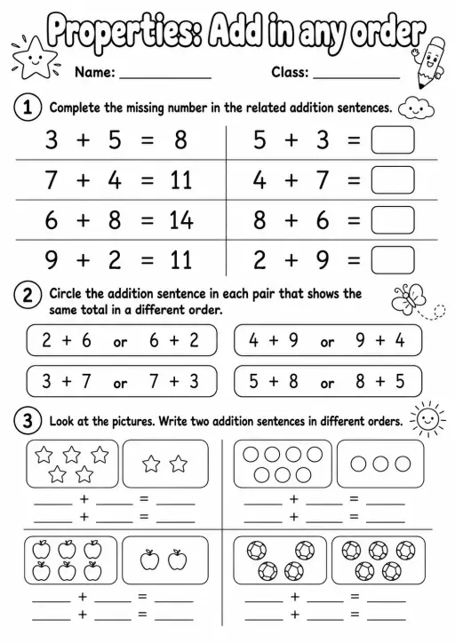 Grade 2 Properties Math Worksheet Pack
