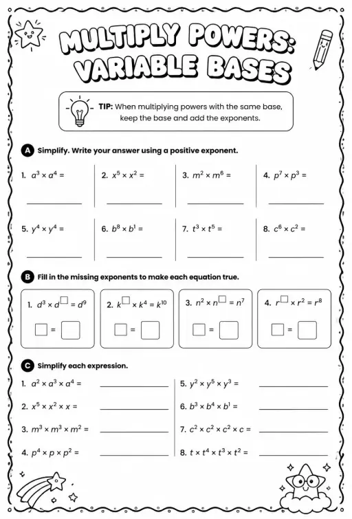 Multiply powers: variable bases