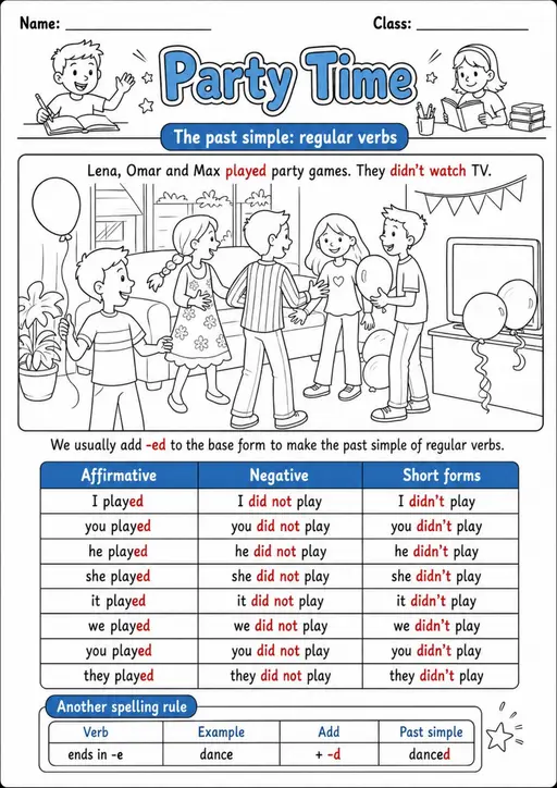 Regular Past Simple Pack - 3 Worksheets | Grades 3-4 Grammar