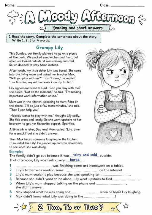 Cambridge Flyers - A Moody Afternoon | Free Worksheet