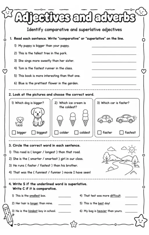 Identify comparative and superlative adjectives