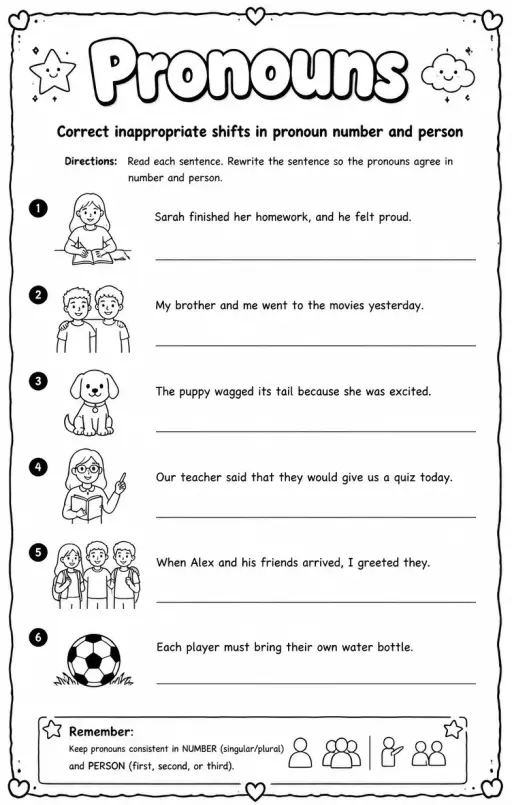 Correct inappropriate shifts in pronoun number and person