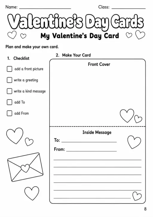 Valentine's Day Cards Worksheet Pack