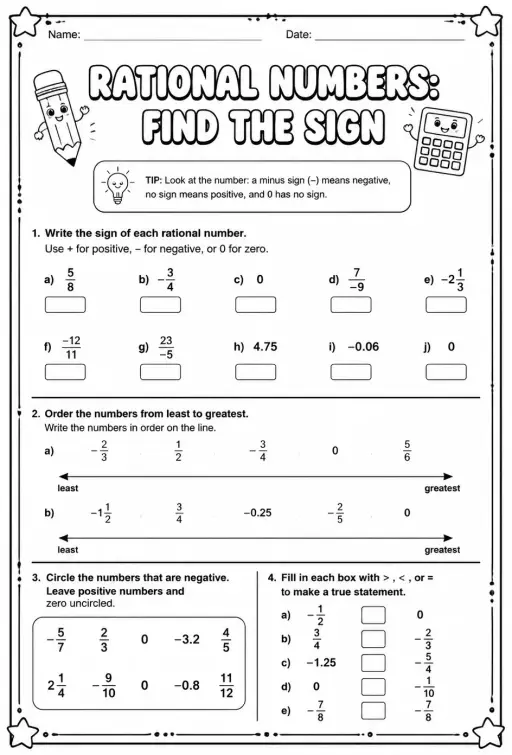 Rational numbers: find the sign
