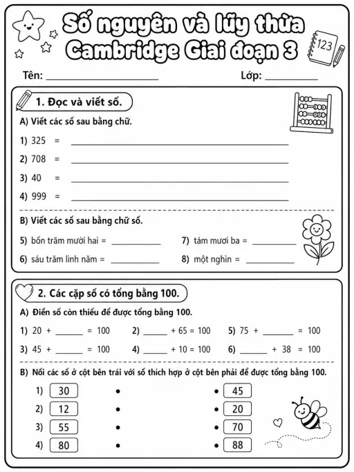 Phép cộng Cambridge Giai đoạn 1 - Gói bài tập 56