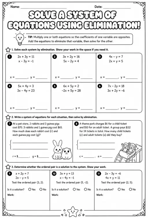 Solve a system of equations using elimination
