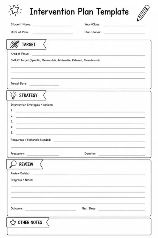 Intervention Plan Template